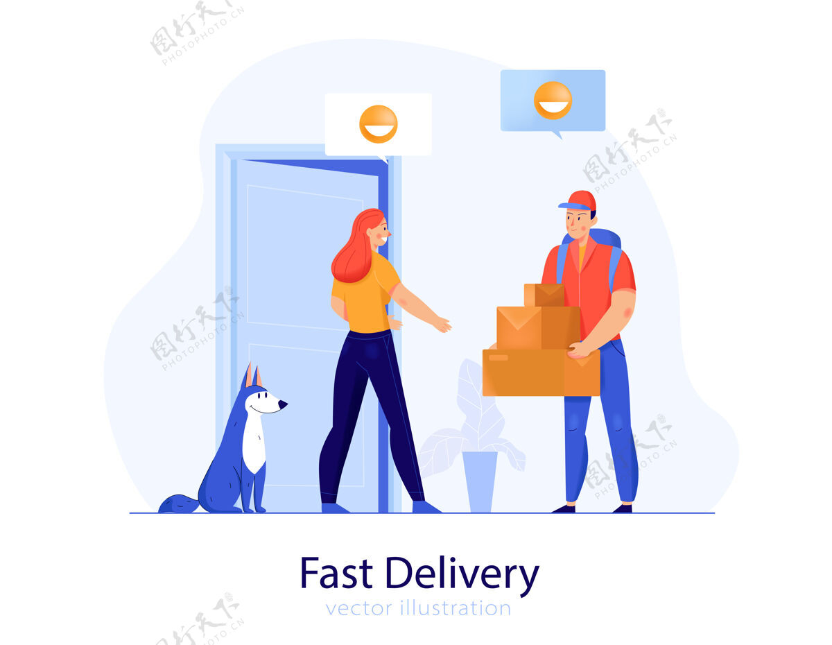 送货快速送货服务人员给客户送箱子快顾客服务