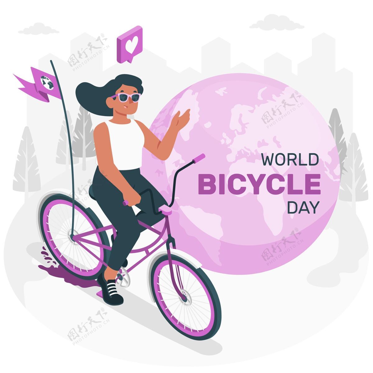 骑自行车世界自行车日？概念图国际自行车环境