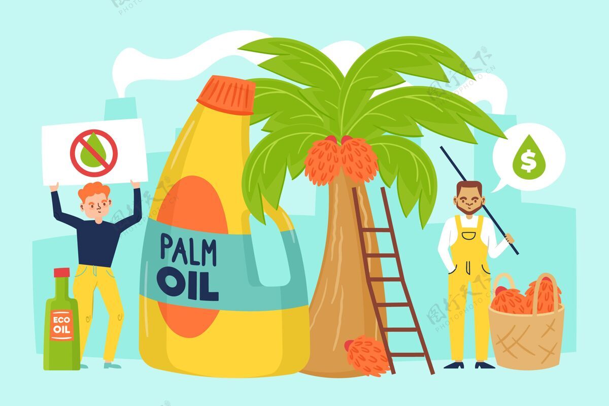 收获拉棕榈油生产行业与人抗议工业停止生产
