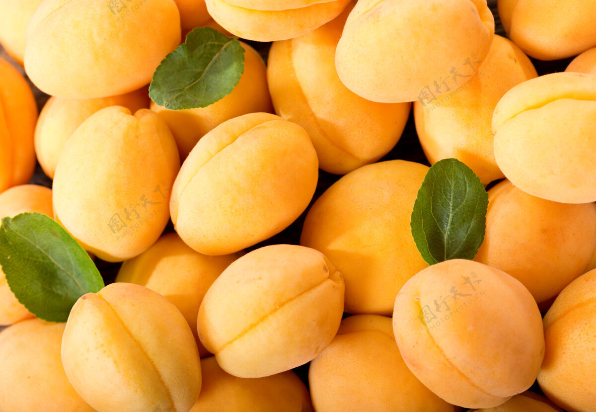 黄色新鲜杏子的特写镜头作为背景配料橘子有机