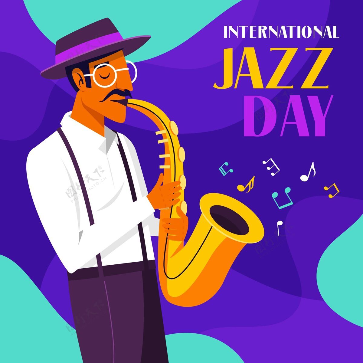 爵士乐手绘国际爵士日插画插图4月30日国际爵士乐日