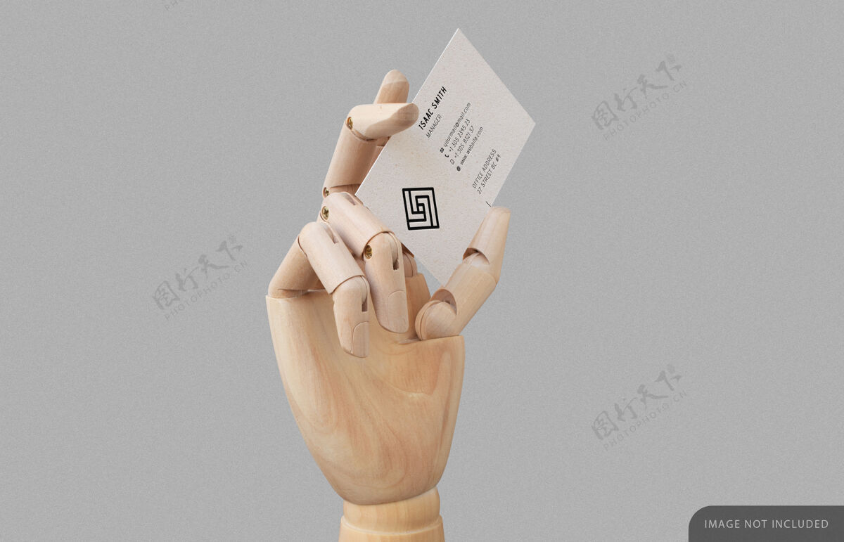 商业名片在木头手模型印刷个人信息