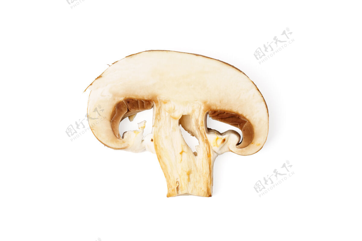 素食者一块白色背景上的新鲜蘑菇蘑菇蔬菜健康
