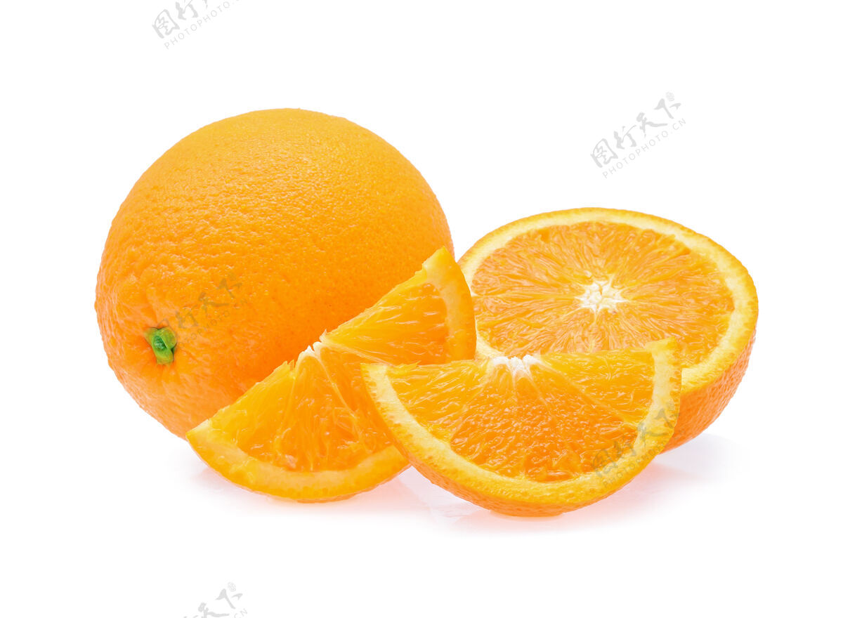 自然白色背景上的橙色水果农业柠檬甜