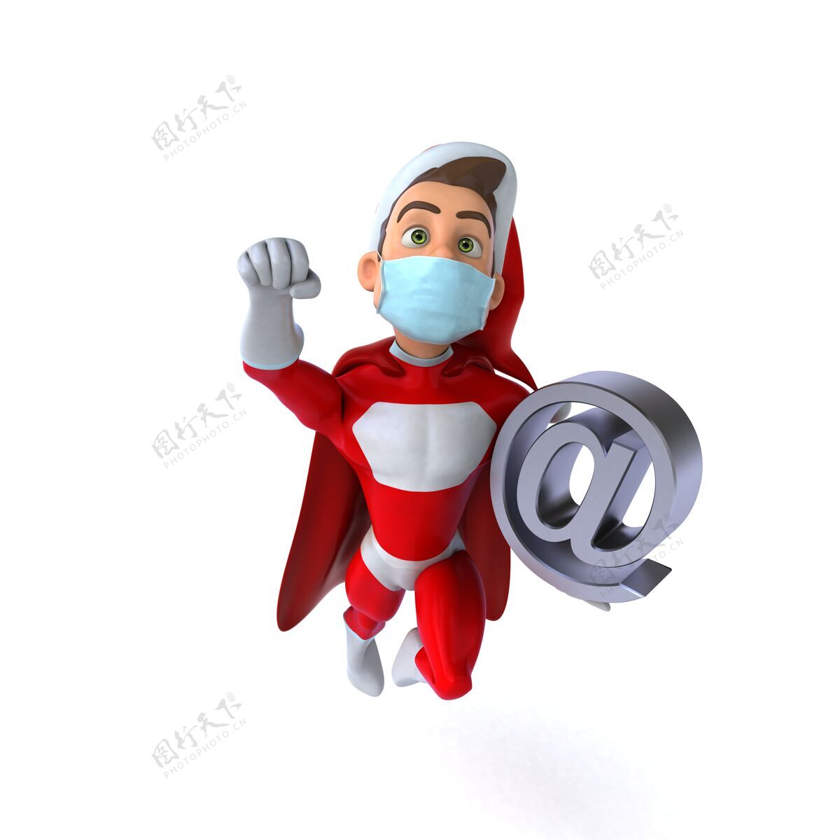 健康有趣的三维卡通圣诞老人与面具插图男人3d面具