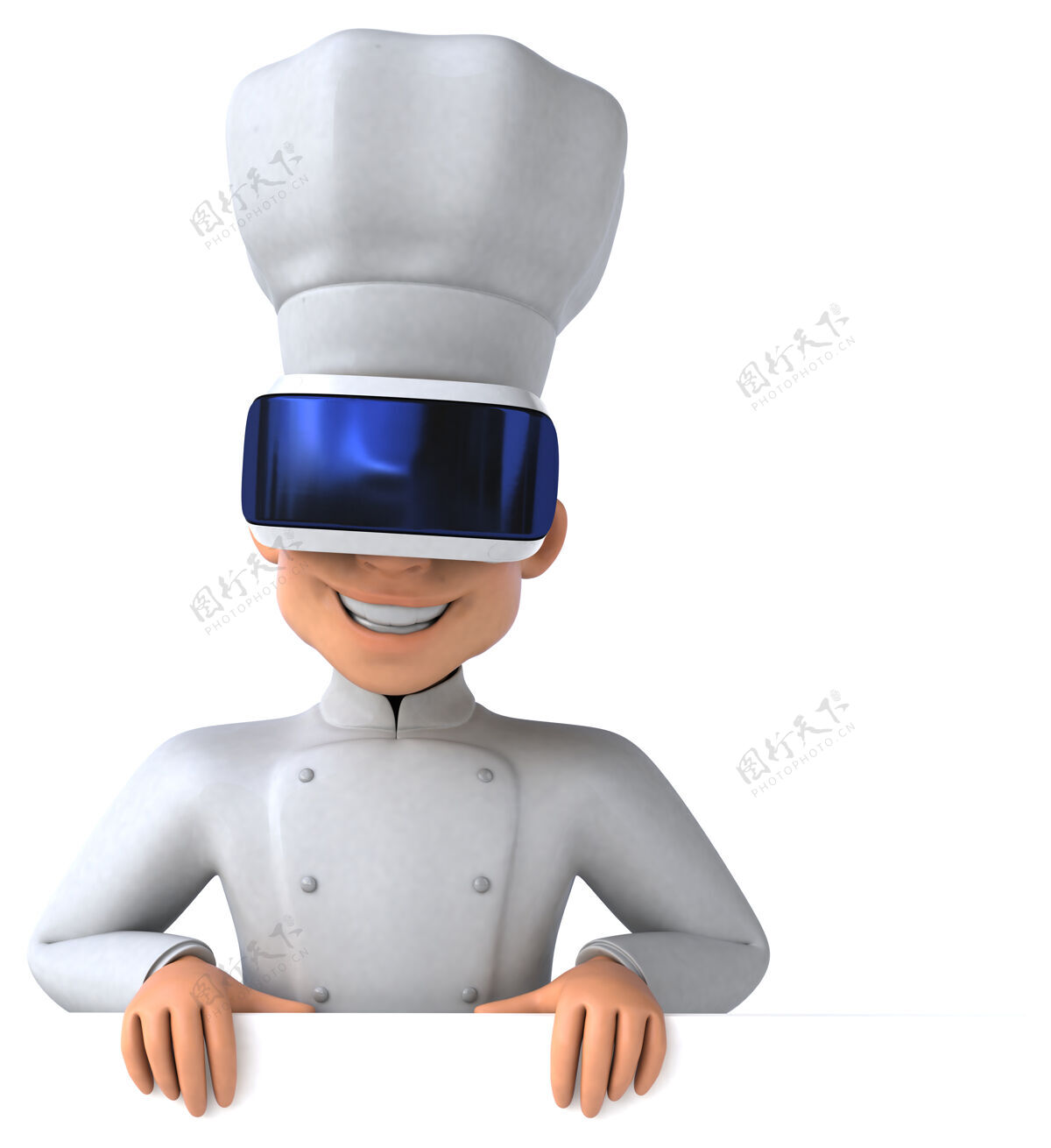 餐厅厨师戴着vr头盔的有趣插图视频厨师烹饪
