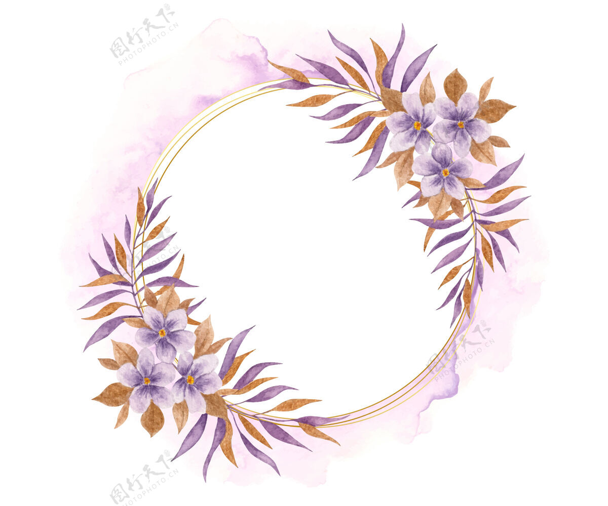 树枝优雅的紫色花框 白色隔离优雅花束春天