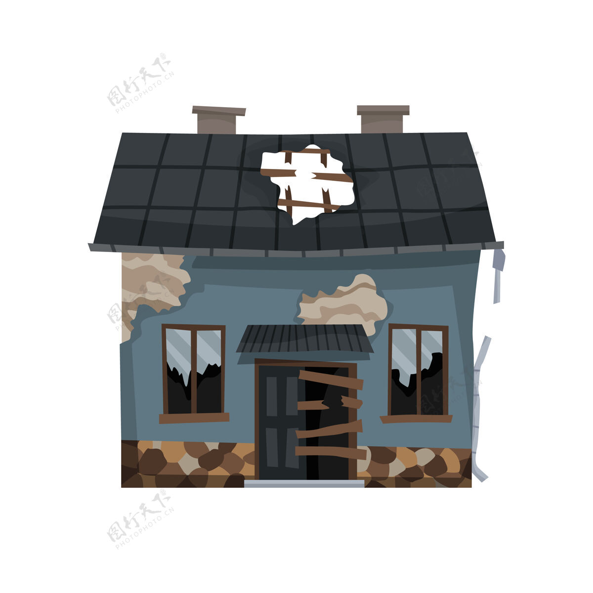 乡村老风化的房子或住宅插图设计农田年代棚屋