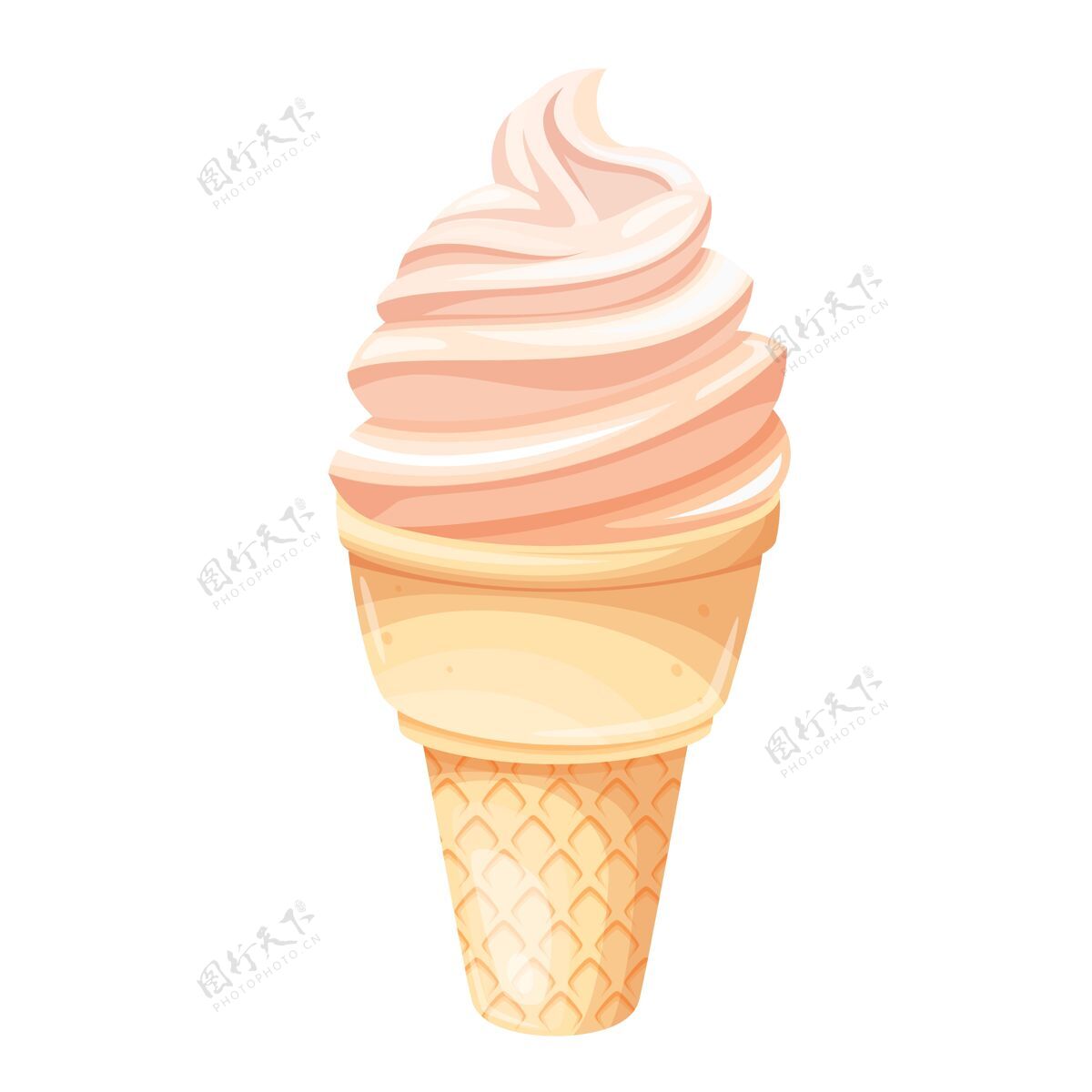 冷冻美丽的冰淇淋蛋筒图标插图奶油晶圆美味