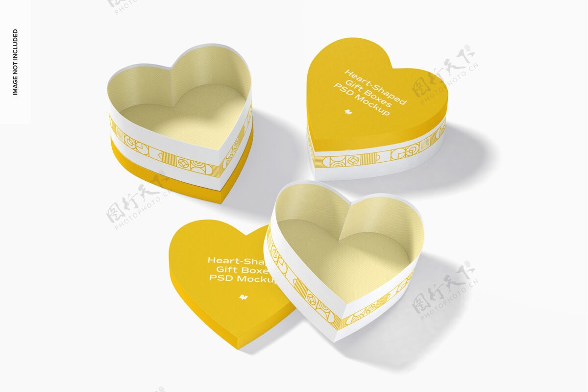 圣人情人节心形礼品盒设置模型友谊爱和友谊情人节