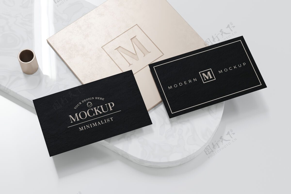 品牌黑色名片模型设计在三维渲染公司演示Logo