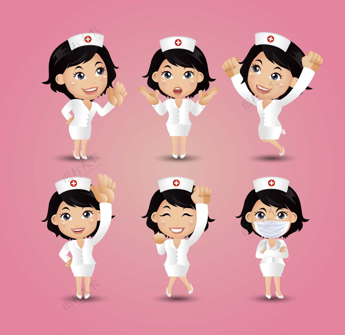实习生不同姿势的职业护士医学医学疾病