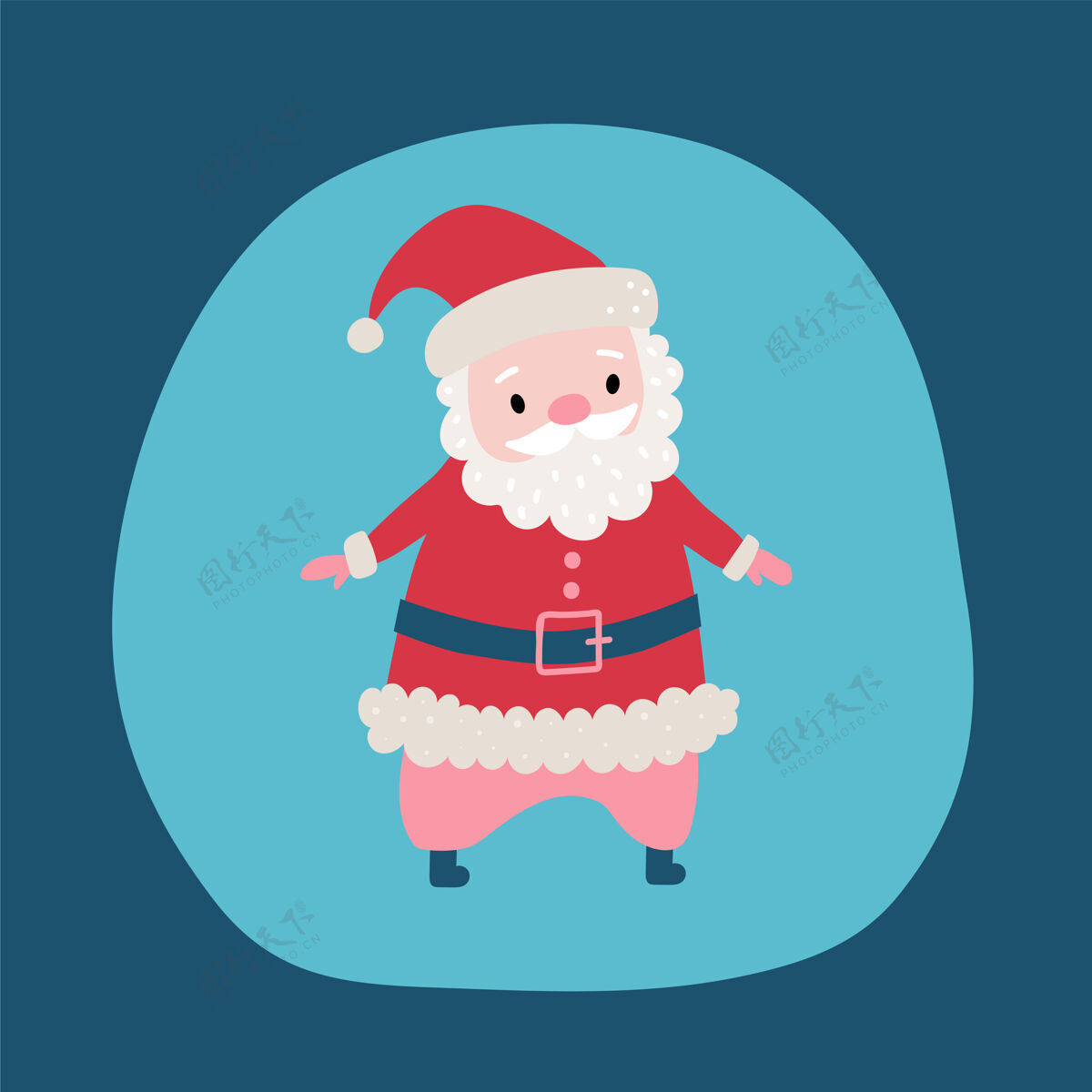节日可爱的卡通圣诞老人的节日角色圣诞服装圣诞老人