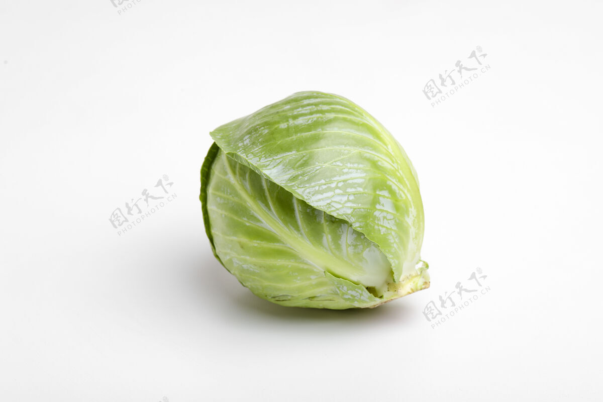 蔬菜绿色卷心菜孤立在白色的表面卷心菜饮食叶子