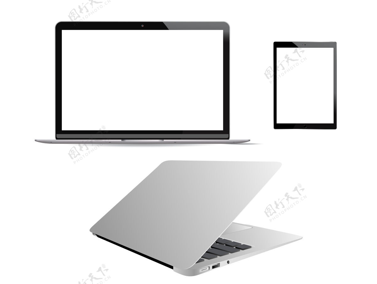 Pc笔记本电脑移动pc孤立的现实的笔记本电脑空白 前视图3d键盘打开
