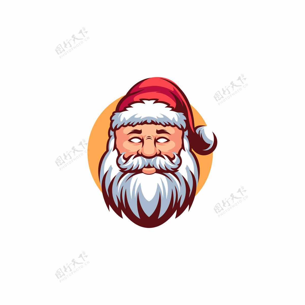 男人圣诞老人头标志模板隔离在白色圣诞节男性圣诞老人