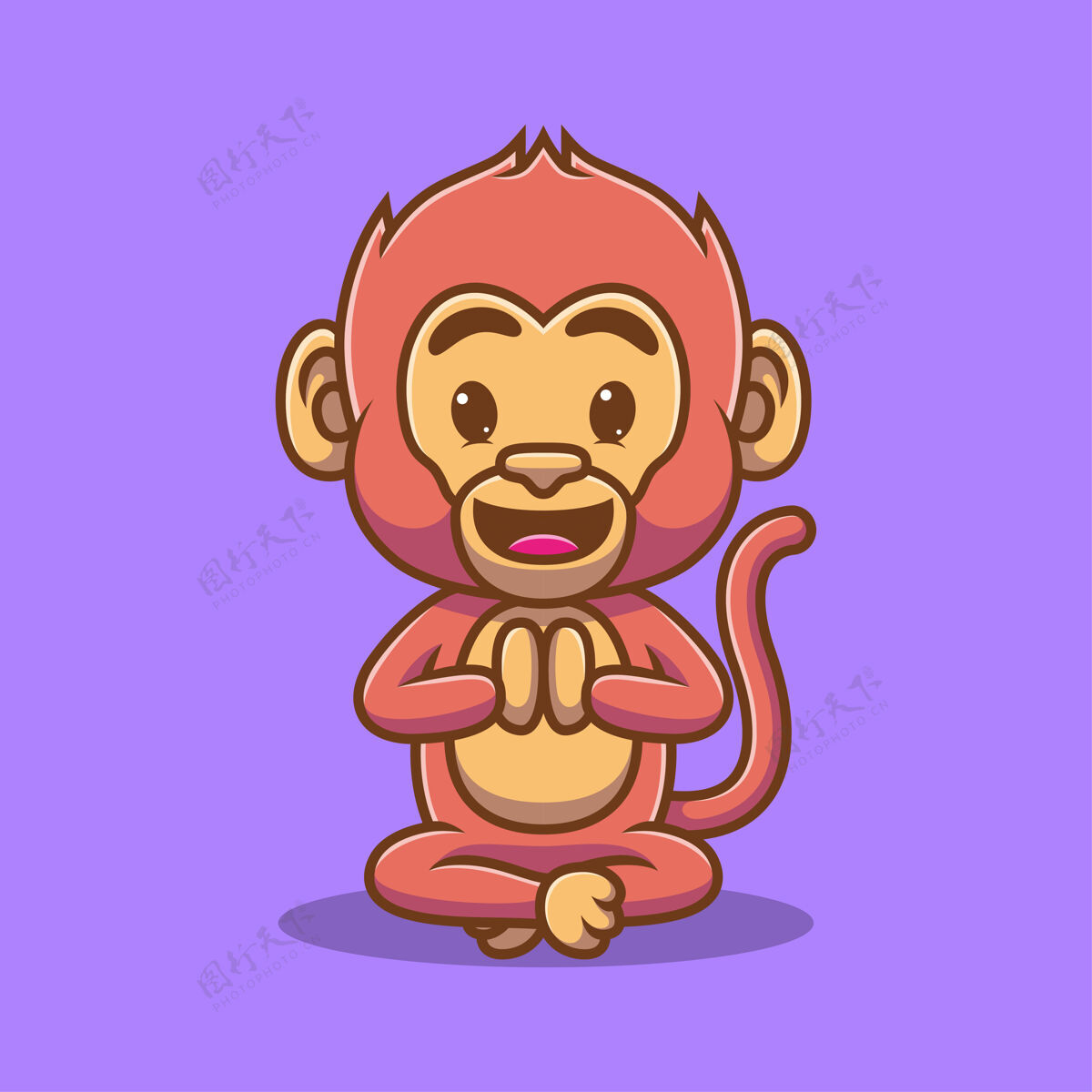 平板卡通可爱的猴子玩得开心黑猩猩动物卡通