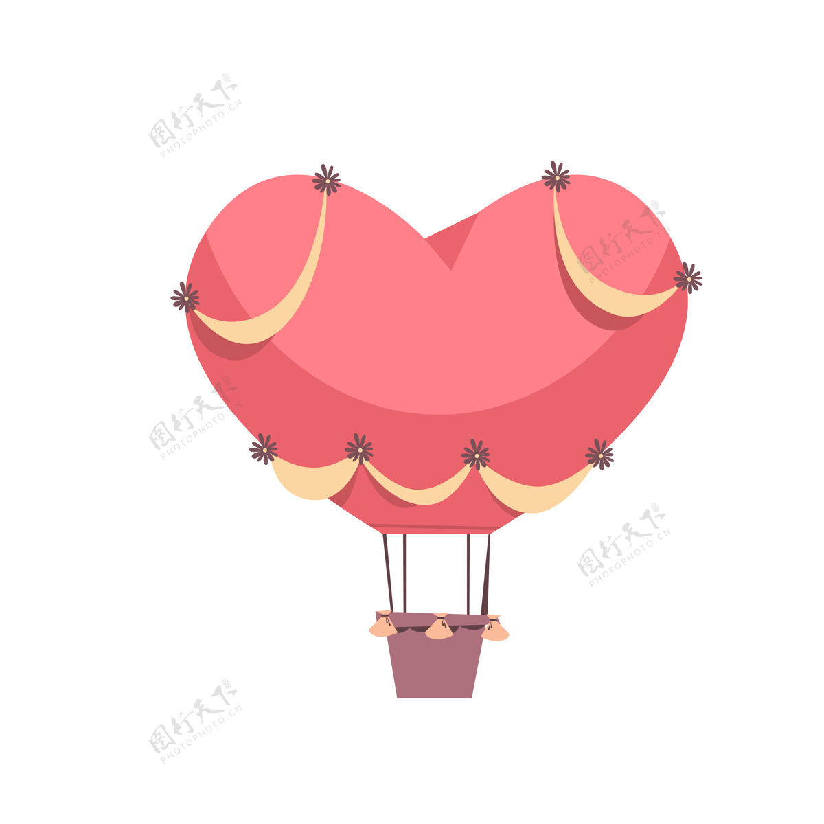 装饰粉红色气球形状的心情人节庆祝概念贺卡横幅邀请海报插图天爱情心
