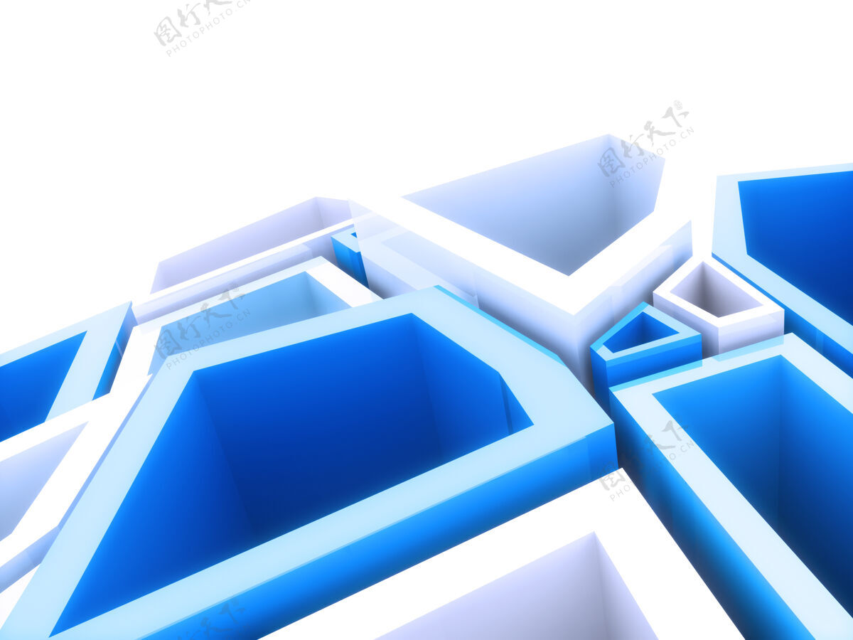 几何抽象几何背景与蓝色元素模板抽象对比明亮