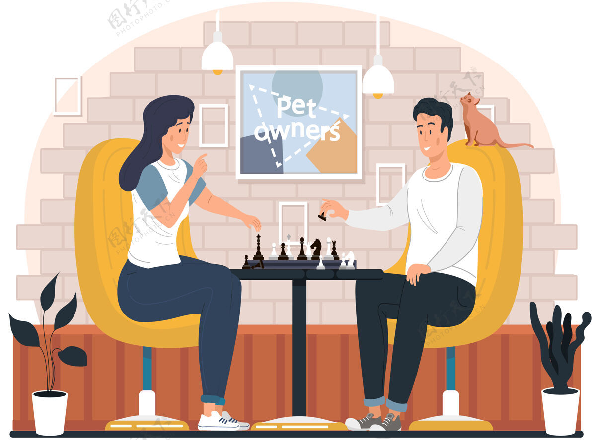 活动夫妻俩在家下棋妻子在一起夫妻