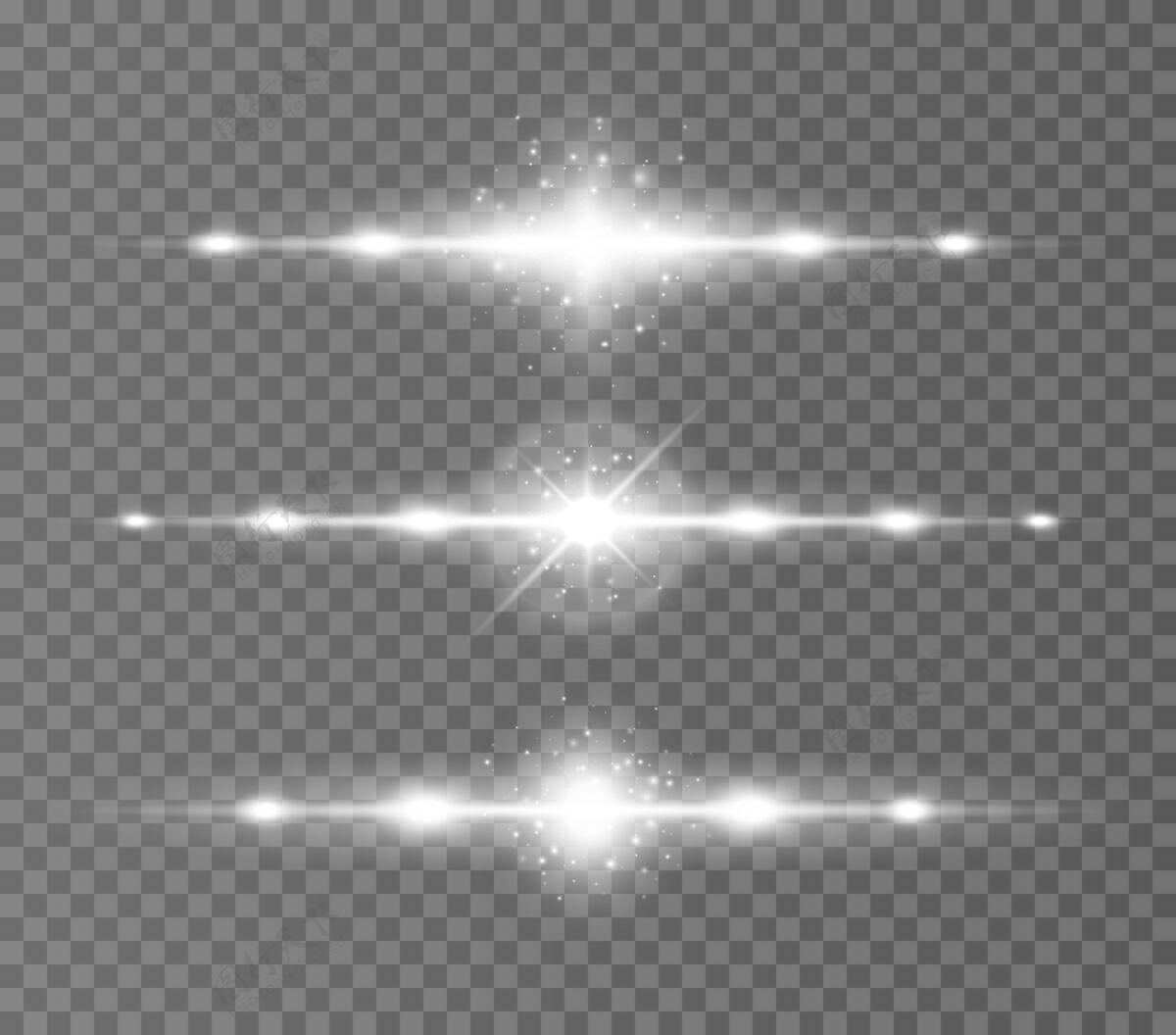 水平激光束在透明的水平光线上明亮魔法效果
