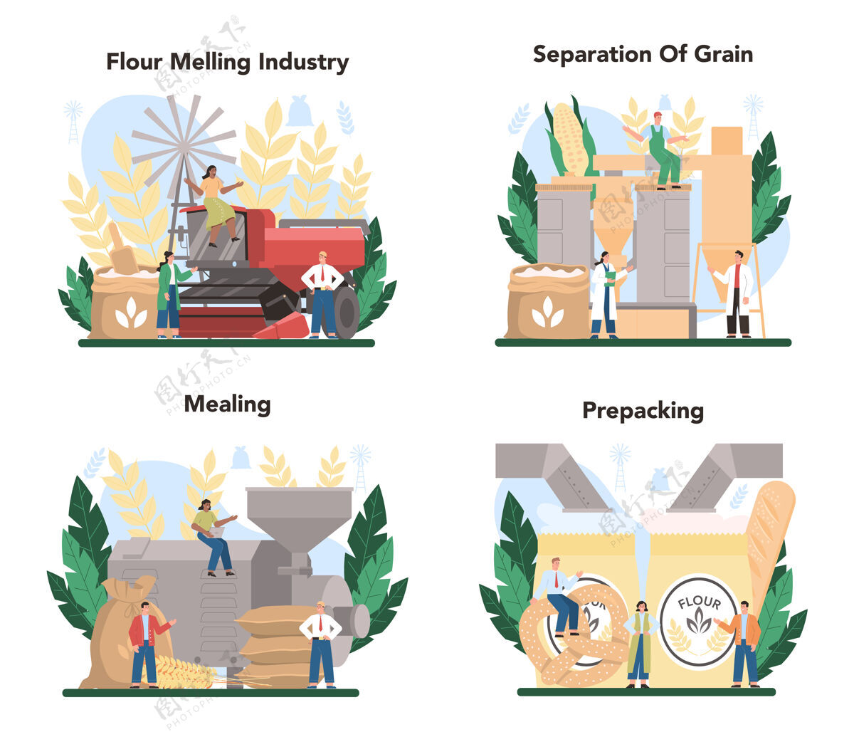农业面粉冶炼工业设置现代粮食加工工业厂农村玉米联合收割机