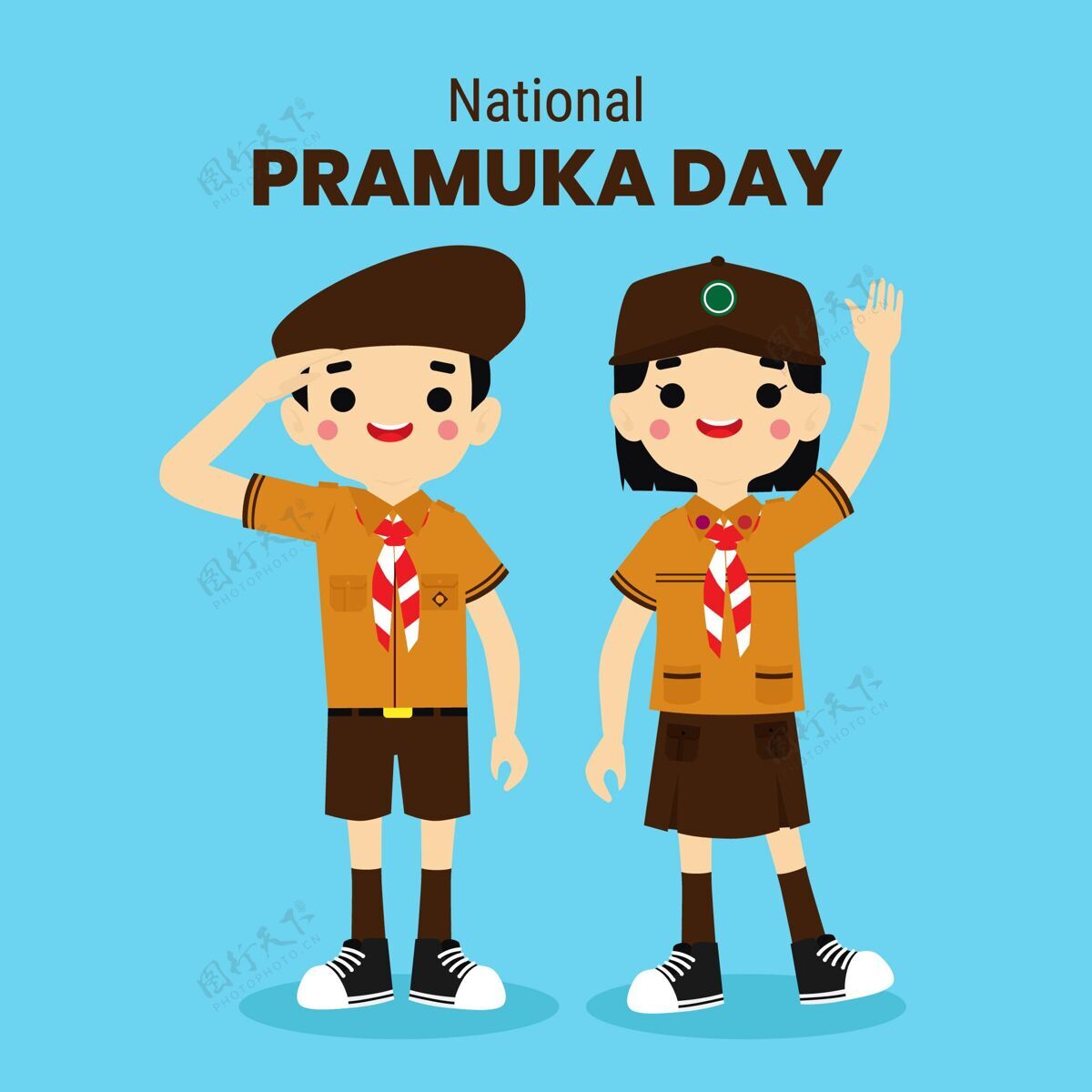 庆祝平普拉木卡日插画平面设计活动印尼