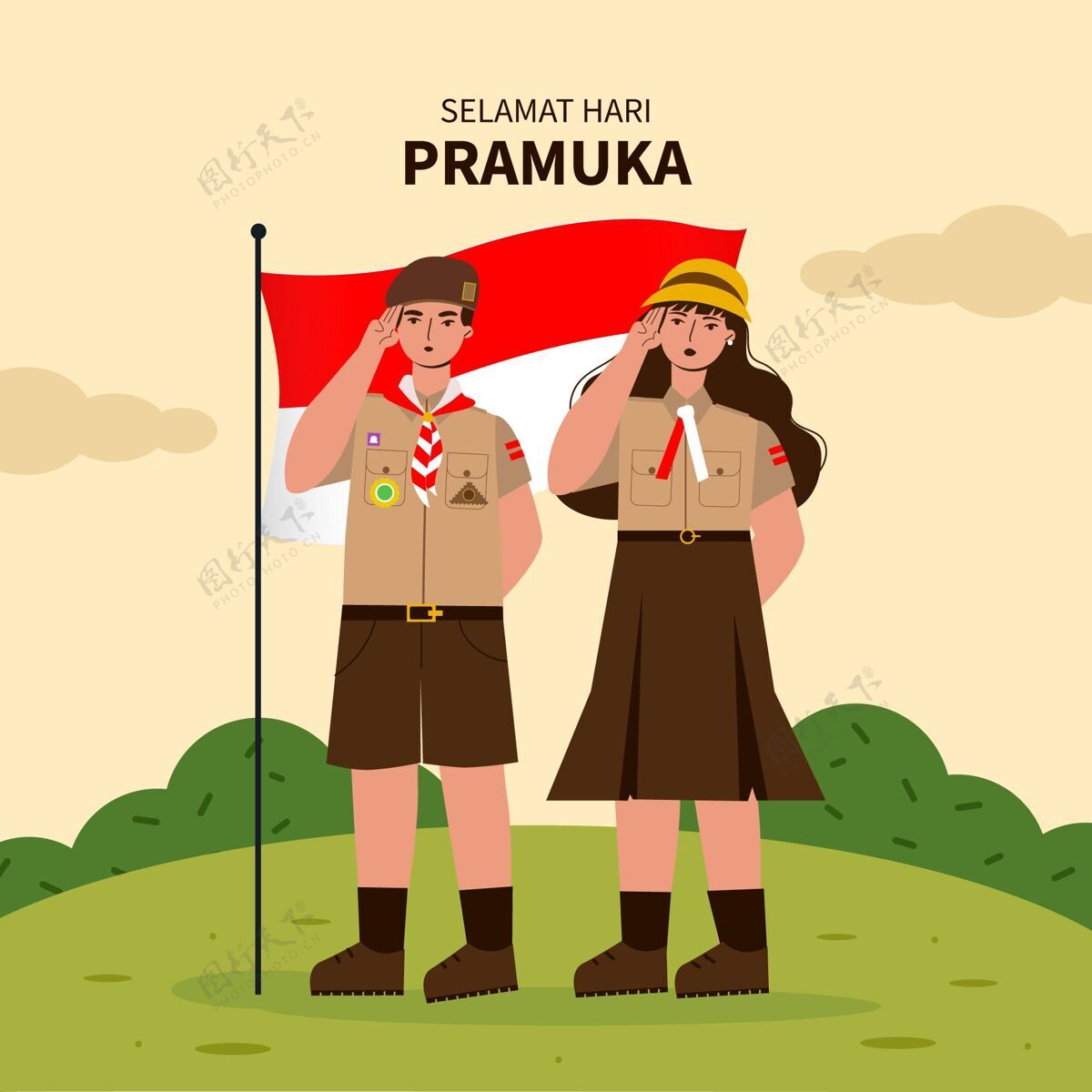 活动Pramuka日插图庆祝印尼8月14日