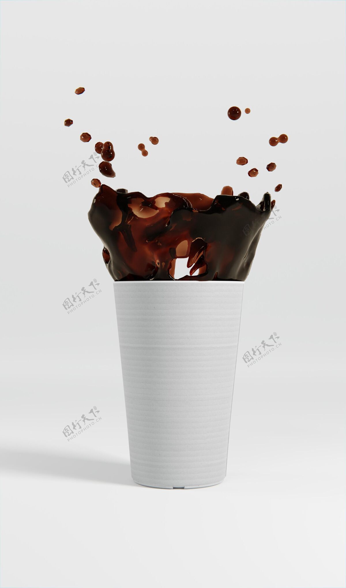 安排用咖啡喷溅纸组成咖啡杯三维包装现实