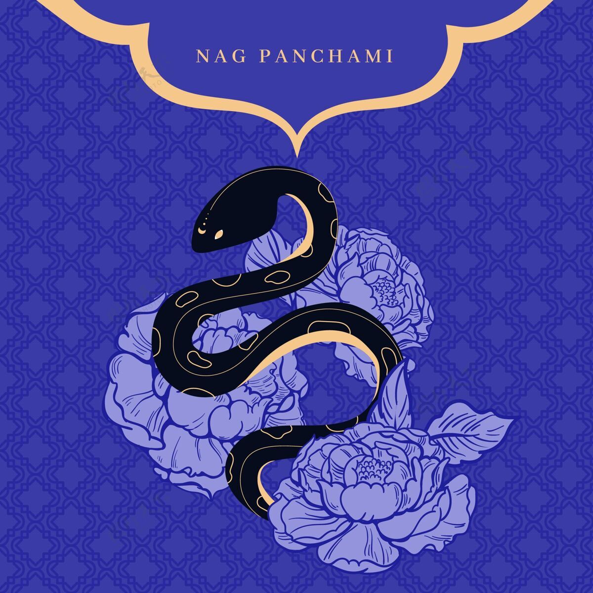 印度教手绘nagpanchami插图手绘文化蛇