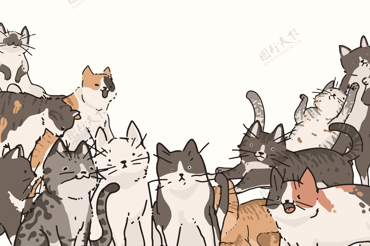 猫猫涂鸦图案背景涂鸦绘画各种