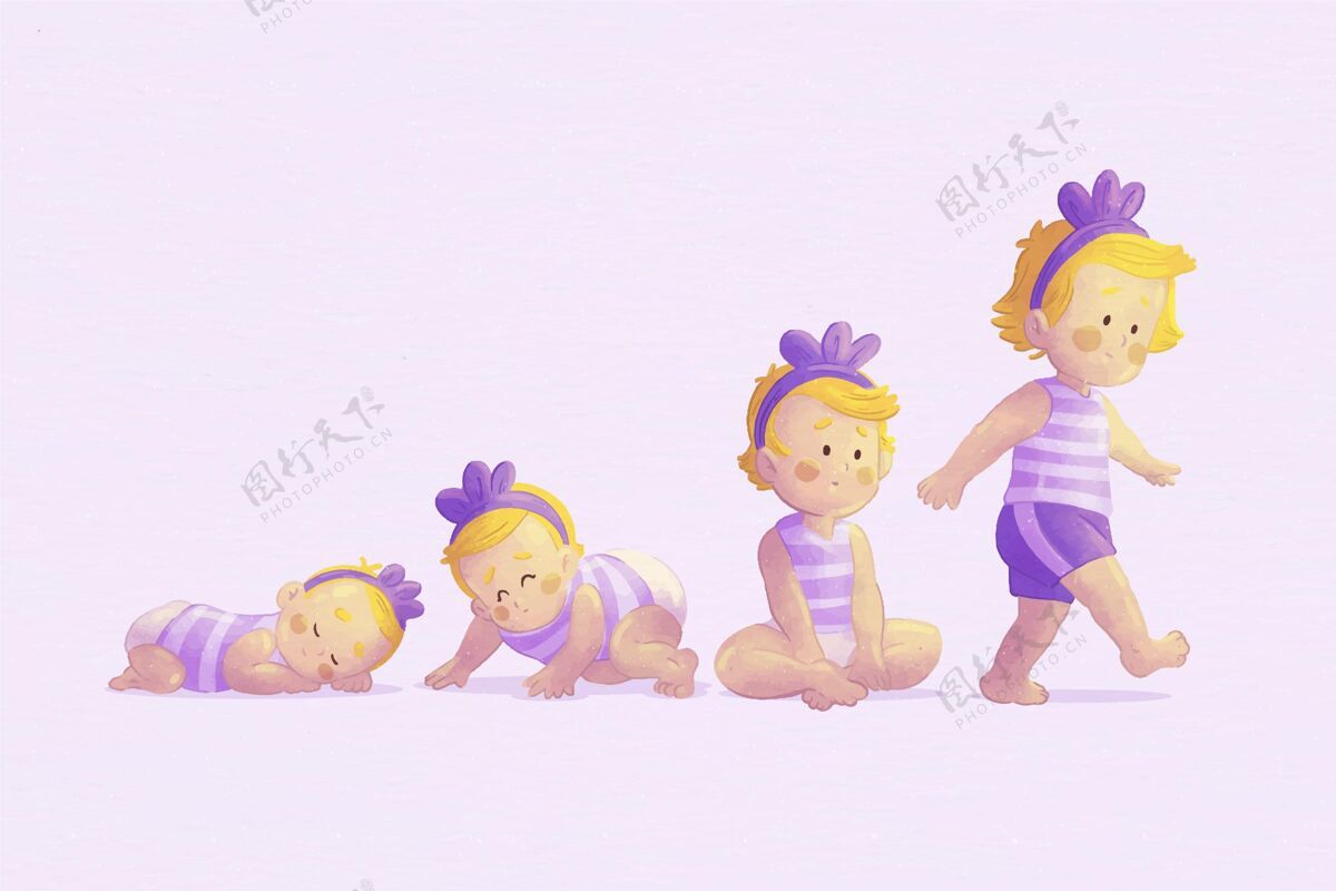 步骤卡通阶段的女婴包幼儿可爱设置