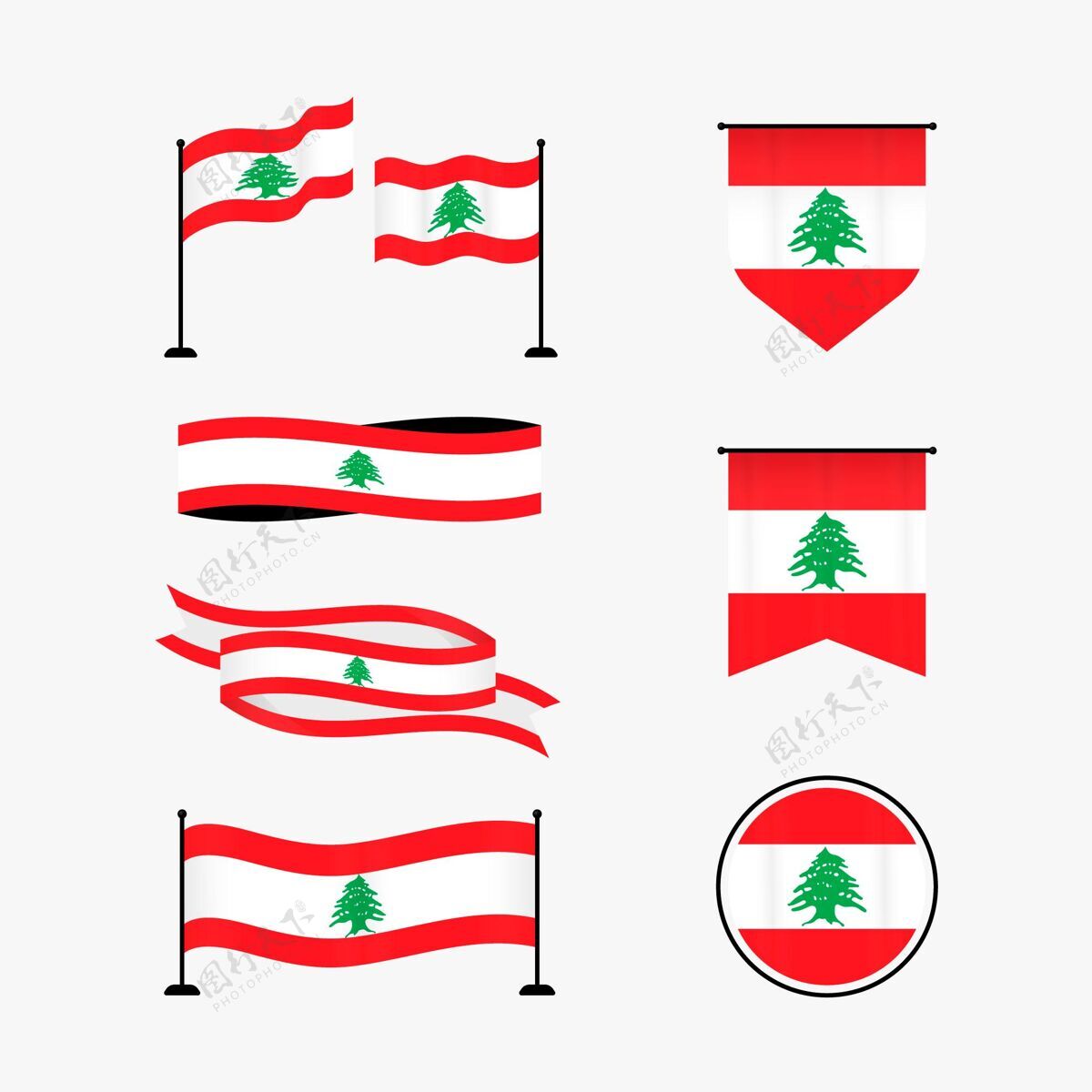 黎巴嫩一套平面设计的黎巴嫩国旗收藏共和国包装