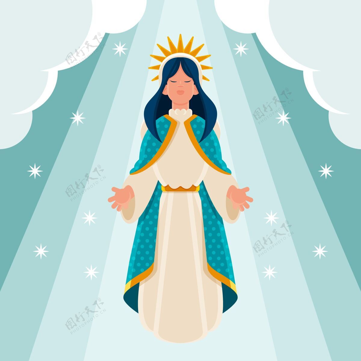 基督教玛丽的平淡假设神圣圣母玛利亚平面设计