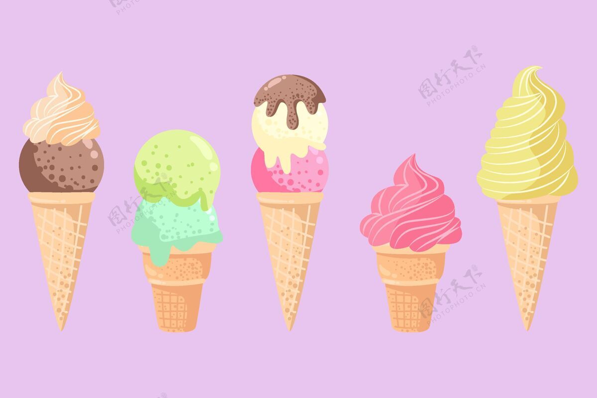 冰淇淋收藏手绘冰淇淋系列包装甜点套餐