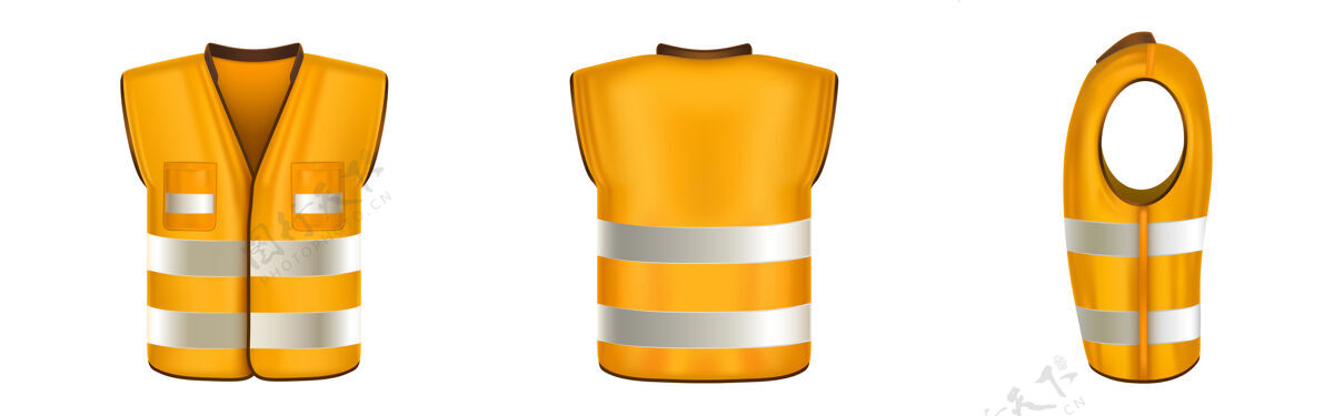 设备橙色安全背心 带反光条纹 适用于建筑工程救援交通模型