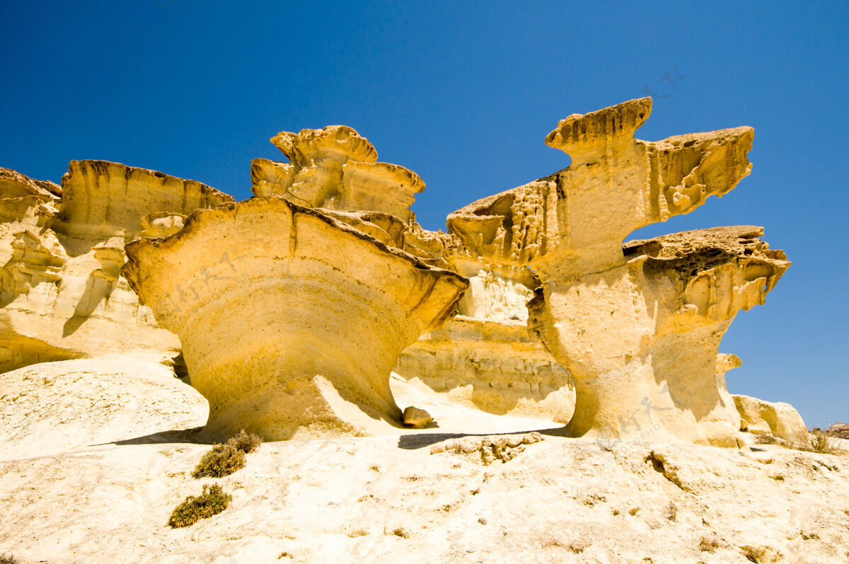 砂岩对波努埃沃海滩 马扎龙 穆尔西亚 西班牙砂岩侵蚀地质欧洲特点