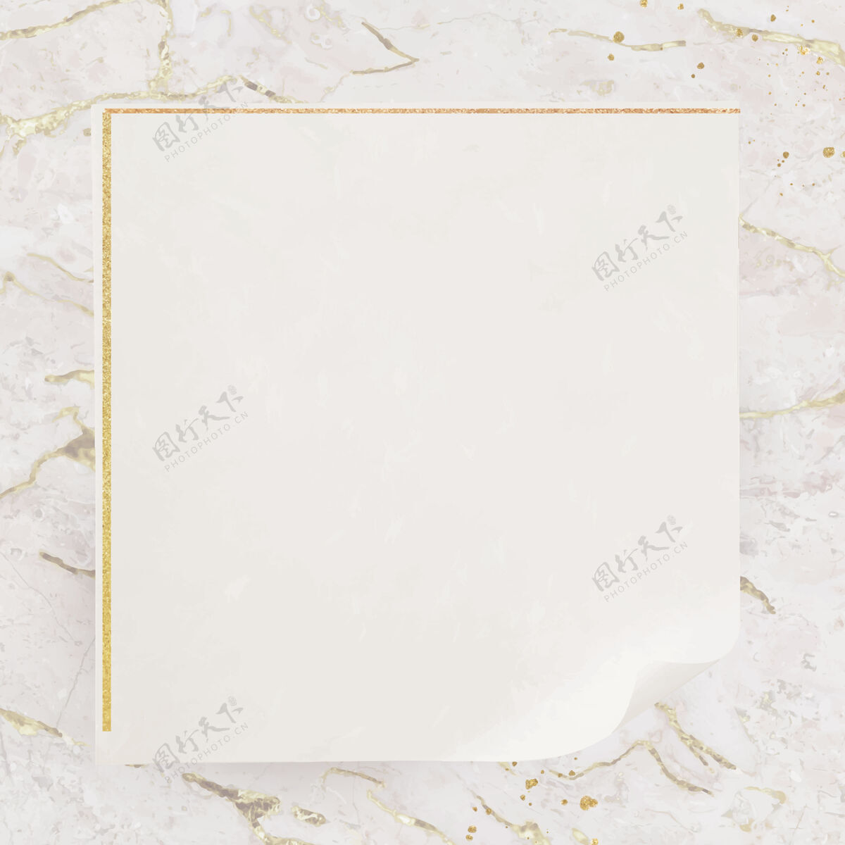 大理石空方金框白色大理石背景金色框架正方形