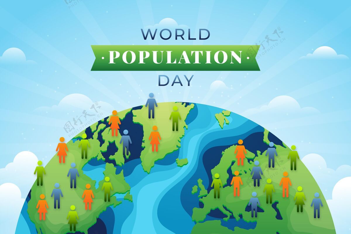 意识梯度世界人口日插画问题全球人口日