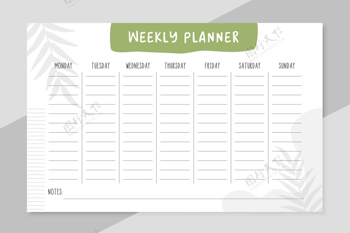 时间每周待办事项列表组织者模板设计笔记周时间表