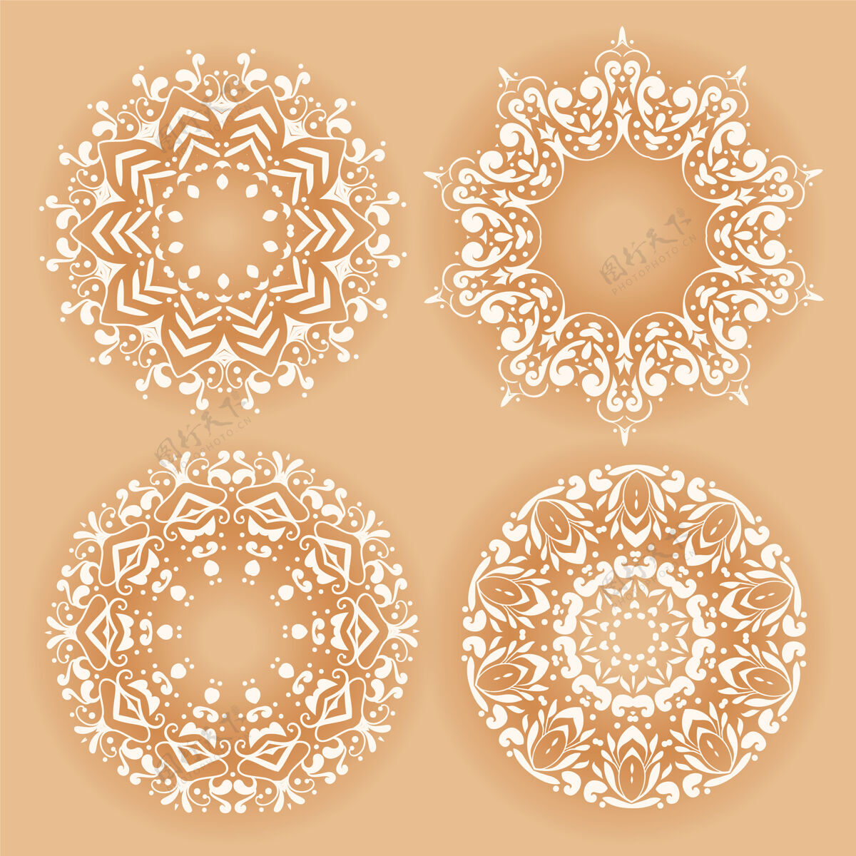 圆形装饰曼荼罗图案四套收集波西米亚伊斯兰