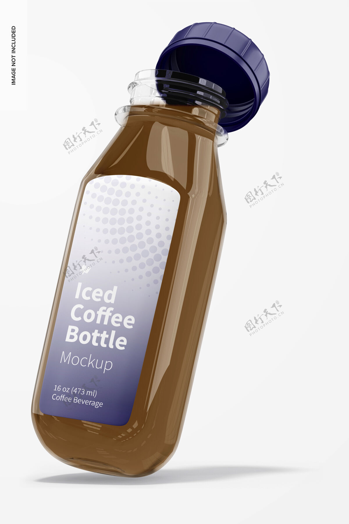 包装冰咖啡玻璃瓶模型 靠着模型玻璃瓶瓶子