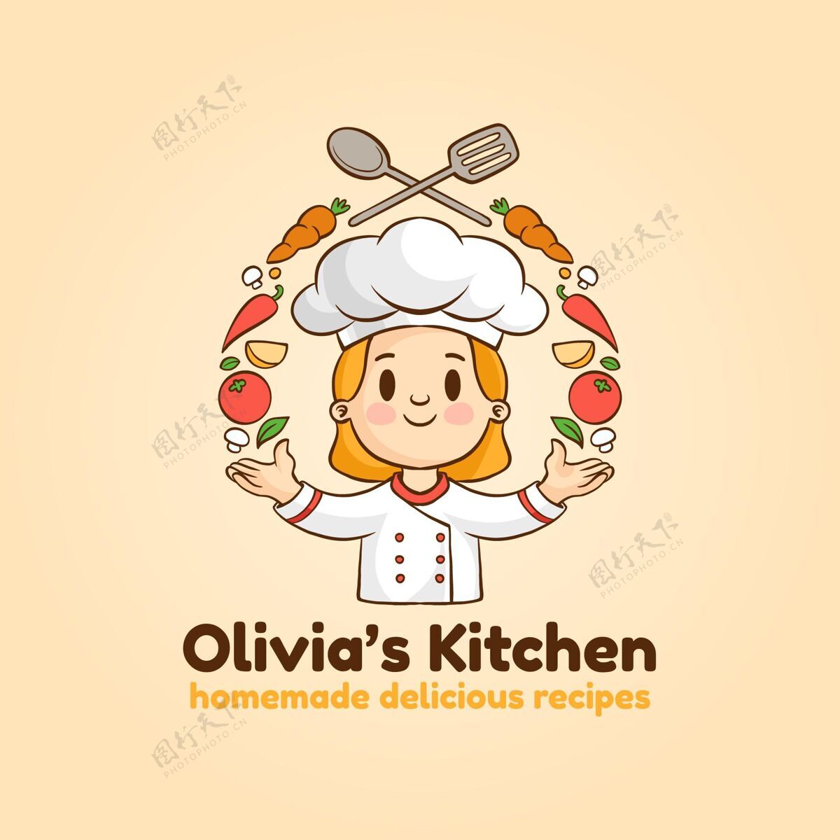 品牌详细的女厨师标志标识企业公司徽标