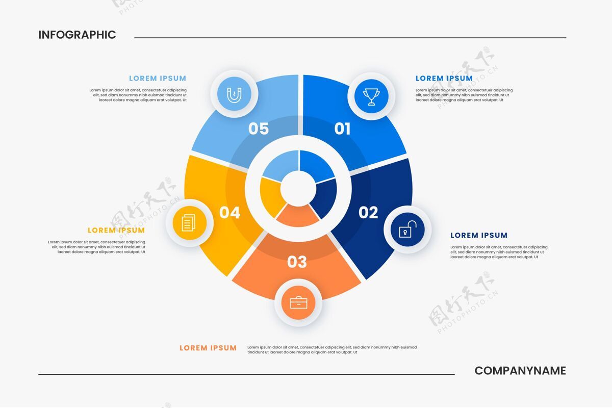图表平面圆形图信息图平面设计信息图模板循环信息图