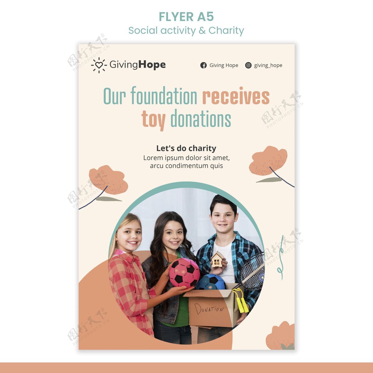 助理社会活动和慈善传单慈善团结印刷模板