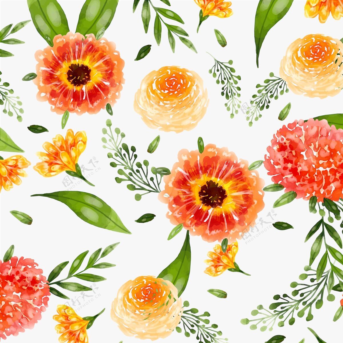 花卉手绘水彩桃色花卉图案花卉图案手绘装饰图案