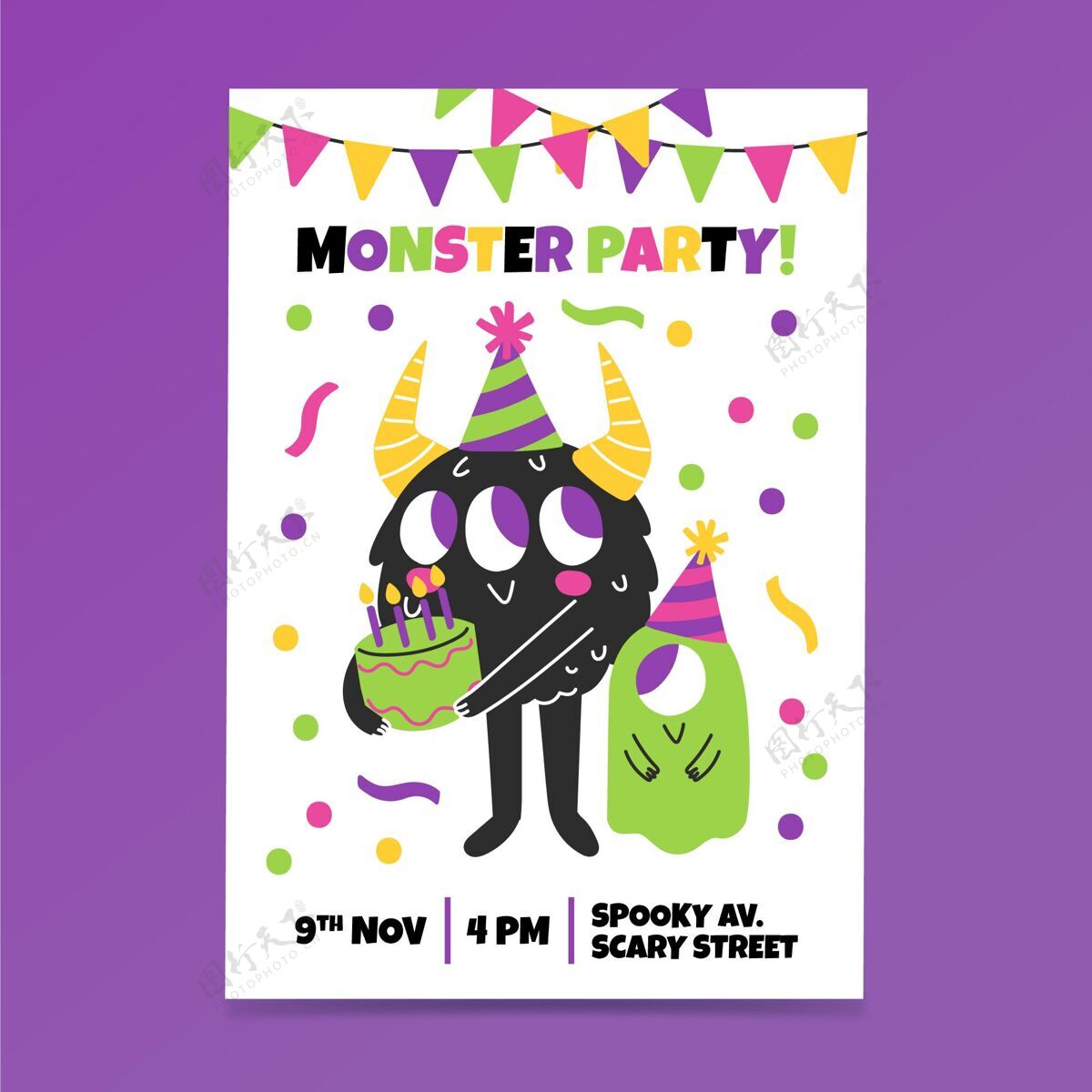 生日怪物生日邀请模板生日小孩小孩生日聚会