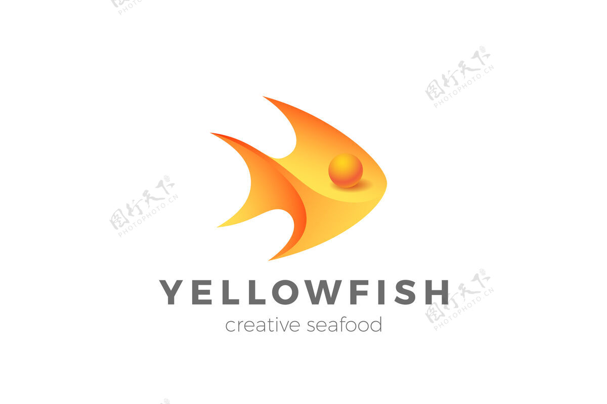 海洋鱼标识三维设计海鲜餐厅店标识标志金枪鱼食物