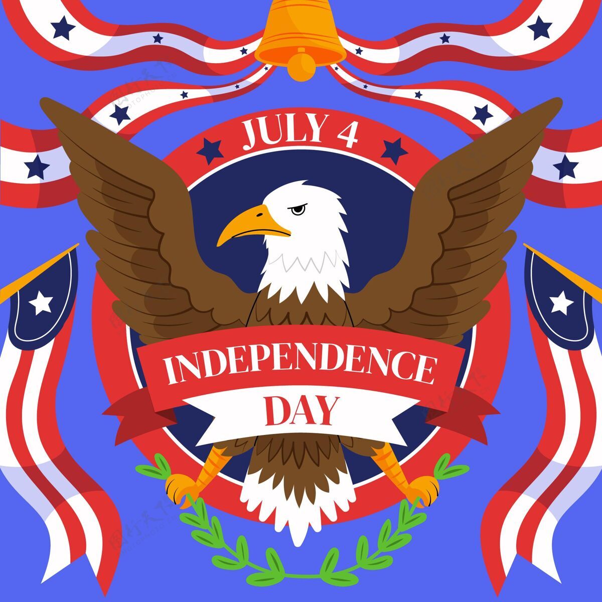 事件卡通七月四日-独立日插画美国独立宣言庆祝