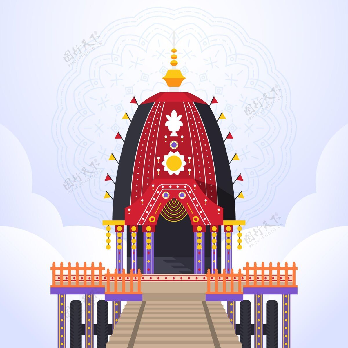 节日平面拉思雅特拉庆祝插图印度教平面设计印度
